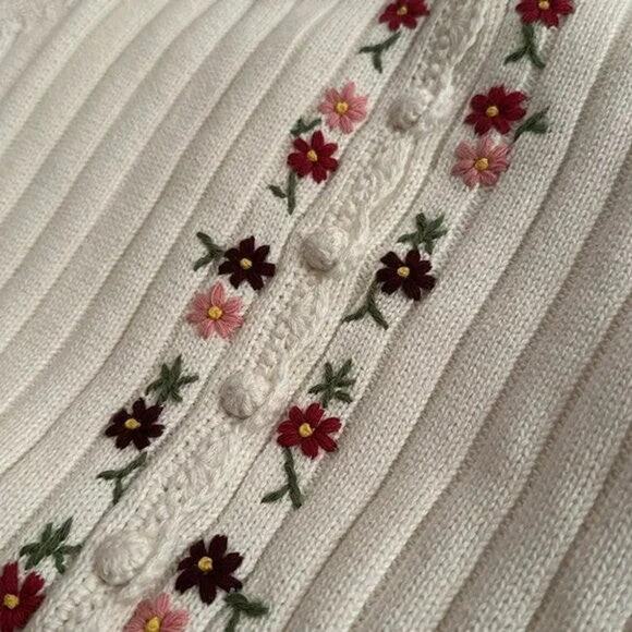 Sezane Ilena Flower Embroidery Cardigan White - FR Size XS - Picture 8 of 8